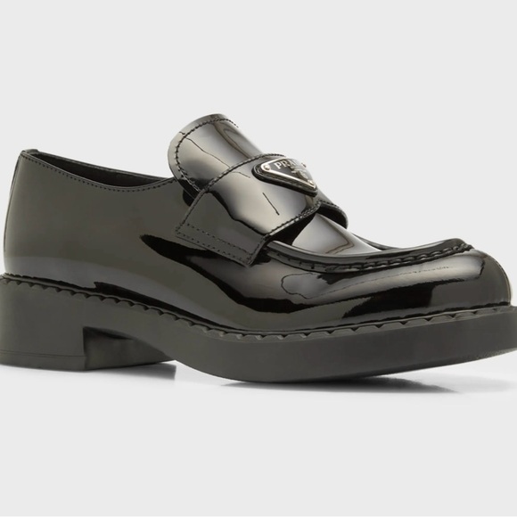 Prada Chocolate Patent Calfskin Loafers. Like new- in box. Black. Size 8.5. - Picture 4 of 14